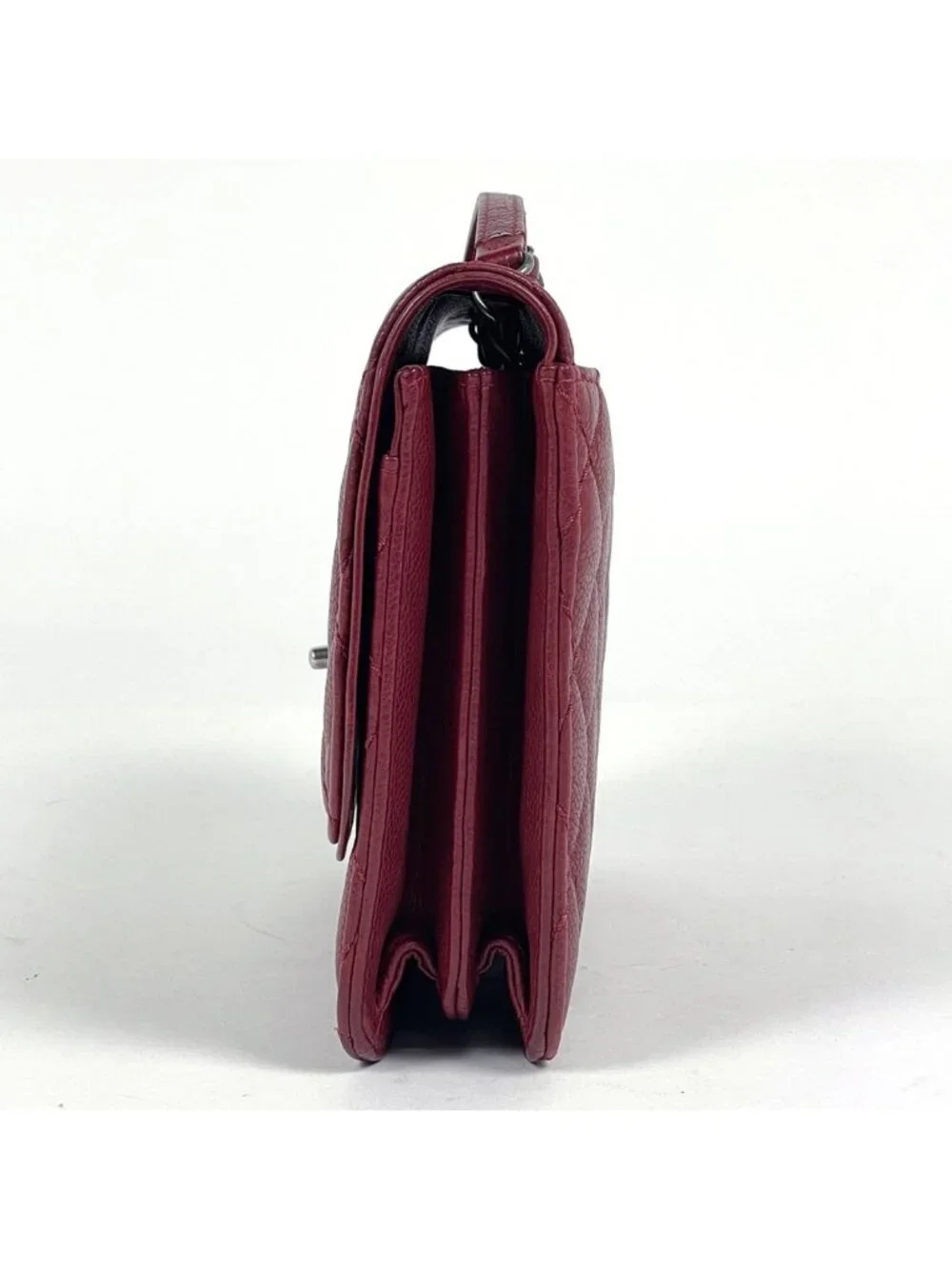 Chanel Shoulder Bag CC Logo Quilted Chain Caviar Leather Bordeaux